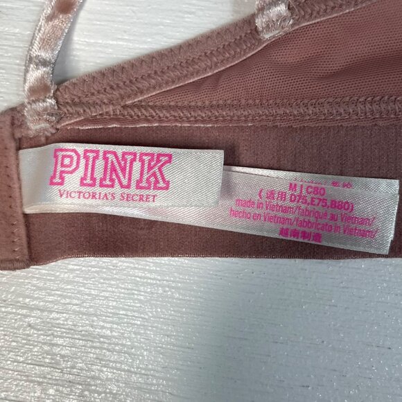Pink Victorias Secret Womens Bralette Velvet Strappy Pink Size Medium - Picture 6 of 10